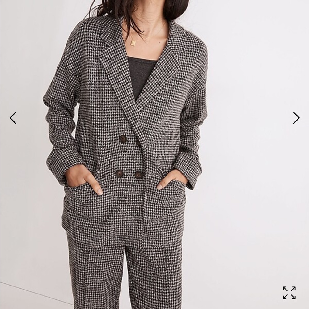 Madewell Brushed Knit Redford Blazer in Houndstooth Check